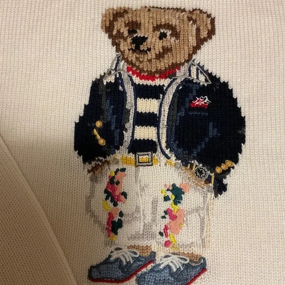 NWT POLO RALPH LAUREN Sweater With Polo BearEmbroidery white Size US XL - Picture 7 of 9